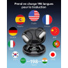Ai ecouteur traducteur instantané, 3 en 1 bleutooth 6.1 ecouteur traducteur avec 198 langues 8 modes de traduction, 80h open ear