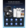 Ai ecouteur traducteur instantané, 3 en 1 bleutooth 6.1 ecouteur traducteur avec 198 langues 8 modes de traduction, 80h open ear