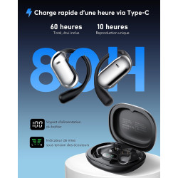 Ai ecouteur traducteur instantané, 3 en 1 bleutooth 6.1 ecouteur traducteur avec 198 langues 8 modes de traduction, 80h open ear
