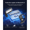 Ai ecouteur traducteur instantané, 3 en 1 bleutooth 6.1 ecouteur traducteur avec 198 langues 8 modes de traduction, 80h open ear