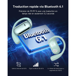 Écouteurs traducteur vocal ai instantané bleutooth 6.1, 198 langues fonction 3 en 1 autonomie 80 heures affaires et études