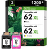 Cartouche 62 XL 62XL Noir et Couleur pour HP62 Pack de 2 Cartouches 5540 | Remplacement pour HP Envy 5540 5640 5547 7645 Officej