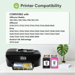 Cartouche 62 XL 62XL Noir et Couleur pour HP62 Pack de 2 Cartouches 5540 | Remplacement pour HP Envy 5540 5640 5547 7645 Officej