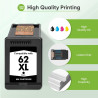 Cartouche 62 XL 62XL Noir et Couleur pour HP62 Pack de 2 Cartouches 5540 | Remplacement pour HP Envy 5540 5640 5547 7645 Officej