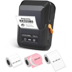 Supvan t50m pro étiqueteuse bleutooth avec 3 rubans, lot 1 | étiquettes larges imperméables, haute qualité, app avec 30 polices 