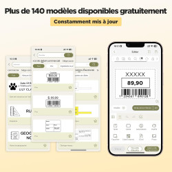 Supvan t50m pro étiqueteuse bleutooth avec 3 rubans, lot 2 | étiquettes larges imperméables, haute qualité, app avec 30 polices 