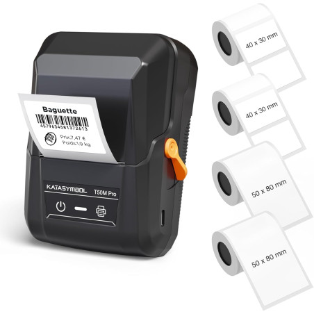 Supvan t50m pro étiqueteuse bleutooth avec 4 rubans, lot 3 | étiquettes larges imperméables, haute qualité, app avec 30 polices 