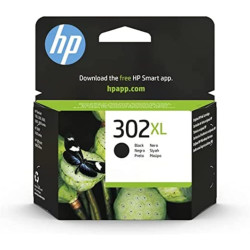 HP 302XL, Cartouche d'Encre Noire grande capacité, Authentique, F6U68AE, Compatible avec les imprimantes DeskJet 1110/2130 / 363