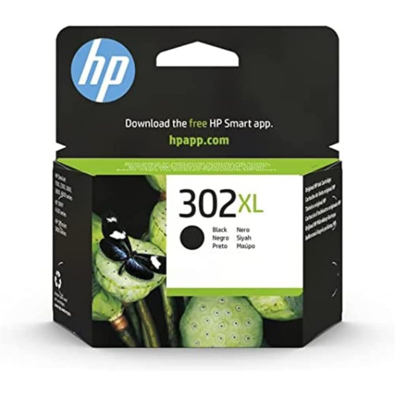 HP 302XL, Cartouche d'Encre Noire grande capacité, Authentique, F6U68AE, Compatible avec les imprimantes DeskJet 1110/2130 / 363