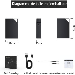 Enregistreur Vocal Espion Discret avec 64 Go de Mémoire, Rechargeable par USB Micro Espion Ecoute a Distance, Mini Dictaphone, E
