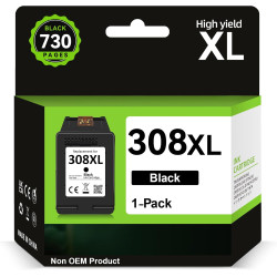 Encre 308XL BK - 730+ Pages, Remplacement pour Originale Cartouche HP 308 Noir, pour HP Envy 6120e 6122e 6132e 6520e 6530e 6532e
