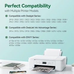 Encre 308XL BK - 730+ Pages, Remplacement pour Originale Cartouche HP 308 Noir, pour HP Envy 6120e 6122e 6132e 6520e 6530e 6532e