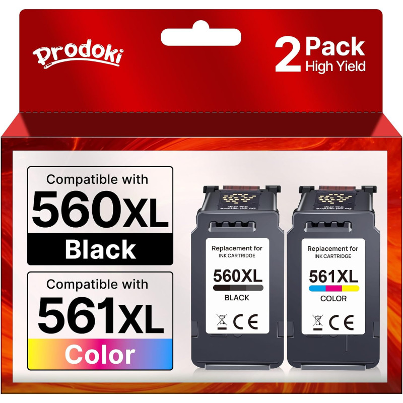 Prodoki 560 561 XL Pack Remplacement Cartouche pour Canon 560 561 pour Encre Canon 560/561 XL pour Canon Pixma TS5350 TS7450a TS