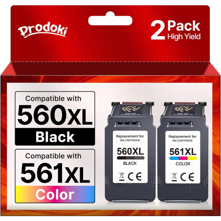 Prodoki 560 561 XL Pack Remplacement Cartouche pour Canon 560 561 pour Encre Canon 560/561 XL pour Canon Pixma TS5350 TS7450a TS