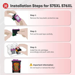 Cartouche 575 576 TR4755i TS3551i TS3750i pour Canon 575 et 576 XL Encre | Remplacement pour Canon Pixma TS3550i TR4750i TS3751i