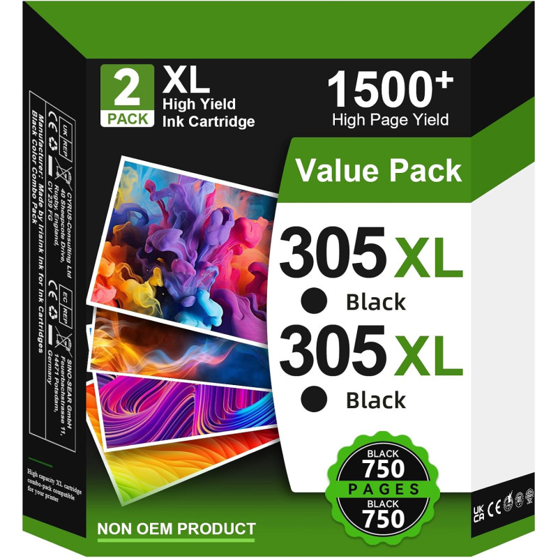 305XL Cartouches Remplacement pour Cartouche HP 305 Noir pour Cartouche Encre HP 305, 305 XL pour Deskjet 2820e 2700e 2810e 2720