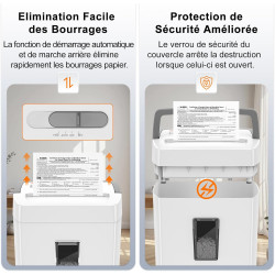 Bonsaii Destructeur de Documents 12 Feuilles Micro-Coupe, Bac 21 L | Niveau de sécurité DIN P-4, anti-bourrage, protection therm
