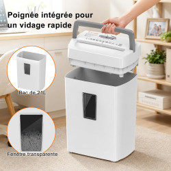Bonsaii Destructeur de Documents 12 Feuilles Micro-Coupe, Bac 21 L | Niveau de sécurité DIN P-4, anti-bourrage, protection therm