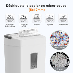 Bonsaii Destructeur de Documents Micro-Coupe, 10 Feuilles, P-4, C275-B | Bac de 21 litres, système anti-blocage, protection cont
