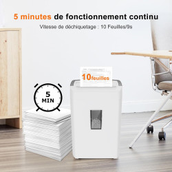 Bonsaii Destructeur de Documents Micro-Coupe, 10 Feuilles, P-4, C275-B | Bac de 21 litres, système anti-blocage, protection cont