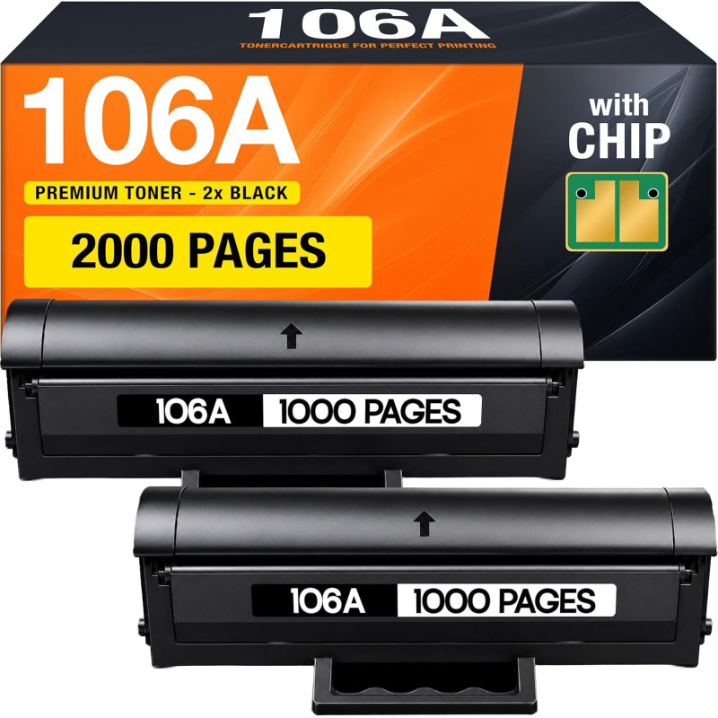 Supply Guy Compatible avec HP 106A Toner pour Laser 107W MFP 135wg 137wg 137fnw 137fwg remplace HP Toner 106A W1106A (2 Toners N
