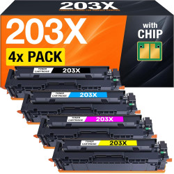 203X Toner Compatible avec HP Color LaserJet Pro MFP M281fdw M254dw M281fdn M280nw M254nw remplace HP 203X 203A – (4X Cartouches