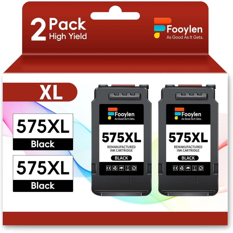 575XL PG575XL Lot de 2 Cartouches d'encre Noires PG-575 XL pour Canon 575 XL PG575 pour Canon Pixma TS3550i TS3551i TS3750i TR47