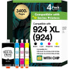 Cartouche 924 924XL 8132e 8122e pour HP 924 Pack de 4 Cartouches 924e | Compatible pour HP924 OfficeJet Pro 8122e 8132e 8120e 81