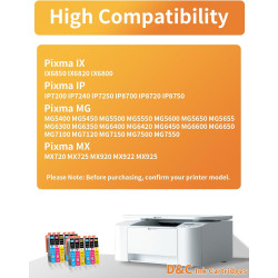 D&C 12x 551XL Cartouches d'encre Compatibles avec Canon CLI-551 XL Cartouches pour Canon Pixma IP8750 IP7250 MG5650 MG5550 MX725