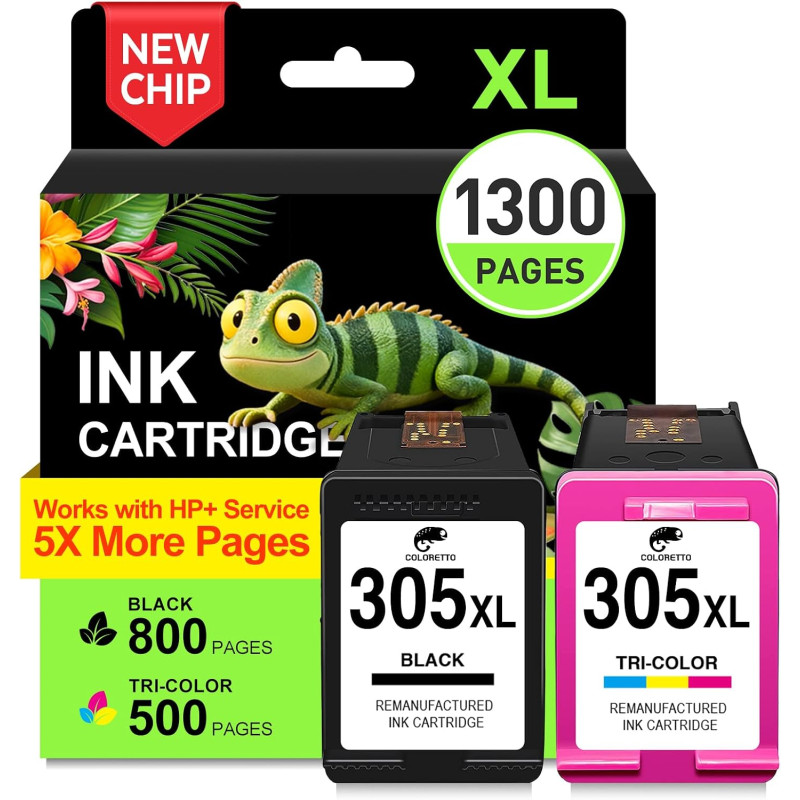 COLORETTO 305XL Cartouche pour HP 305 pour HP DeskJet 2820e 2800e 4200e 4220e 4230e 2810e 4222e 2821e 2822e 2823e 4210e 2720e 27