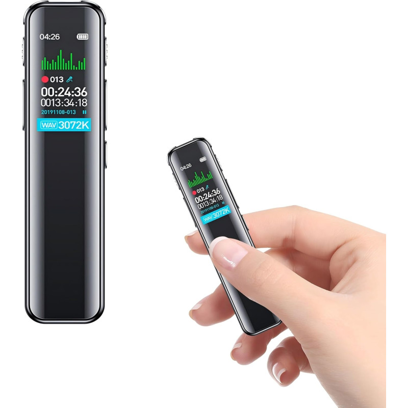 Enregistreur Vocal Espion Mémoire 64 GB, Mini Dictaphone Rechargeable Par USB, Micro Espion Avec Fonction de Commande Vocale, Av