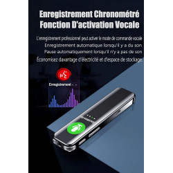 Enregistreur Vocal Espion Mémoire 64 GB, Mini Dictaphone Rechargeable Par USB, Micro Espion Avec Fonction de Commande Vocale, Av