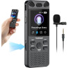 16GB Dictaphone 110H Enregistreur Vocal Numérique avec Micro Externe, 2,15" Écran Couleur Enregistreur Audio MP3 avec Activation