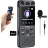 80GB Dictaphone 110H Enregistreur Vocal Numérique avec Micro Externe, 2,15" Écran Couleur Enregistreur Audio MP3 avec Activation