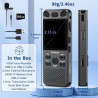 80GB Dictaphone 110H Enregistreur Vocal Numérique avec Micro Externe, 2,15" Écran Couleur Enregistreur Audio MP3 avec Activation