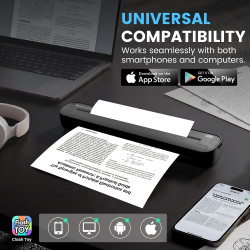 Imprimante thermique a4 sans encre, bleutooth sans fil compatible avec ios android mac windows, imprimante de voyage ultra-légèr