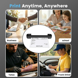 Imprimante thermique a4 sans encre, bleutooth sans fil compatible avec ios android mac windows, imprimante de voyage ultra-légèr
