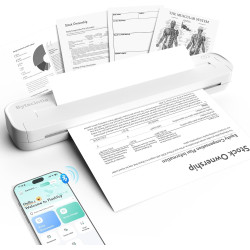 Imprimante thermique a4 sans encre, bleutooth sans fil compatible avec ios android mac windows, imprimante de voyage ultra-légèr