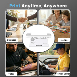 Imprimante thermique a4 sans encre, bleutooth sans fil compatible avec ios android mac windows, imprimante de voyage ultra-légèr
