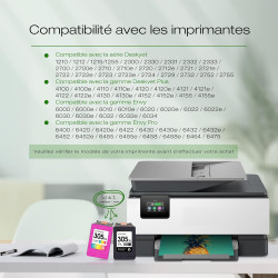 305XL Compatible avec Les Cartouches HP 305 Noir et Couleur pour Les imprimantes DeskJet 2820e 2720e 2720 2710e DeskJet Plus 413