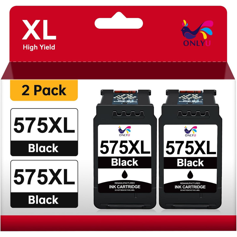 Onlyu 575xl pg-575 xl noir remplacement pour cartouche canon 575 xl noir | compatibles pour canon pixma tr4755i tr4756i ts3750i 