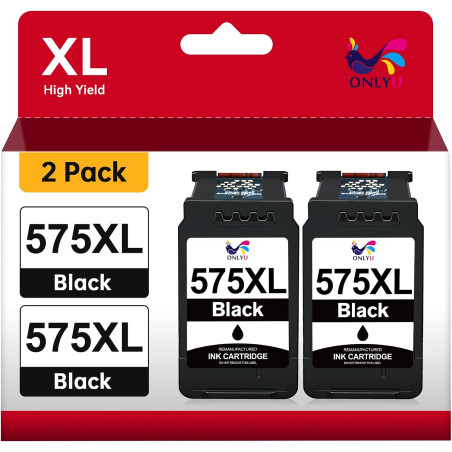 Onlyu 575xl pg-575 xl noir remplacement pour cartouche canon 575 xl noir | compatibles pour canon pixma tr4755i tr4756i ts3750i 