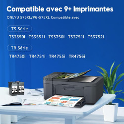 Onlyu 575xl pg-575 xl noir remplacement pour cartouche canon 575 xl noir | compatibles pour canon pixma tr4755i tr4756i ts3750i 
