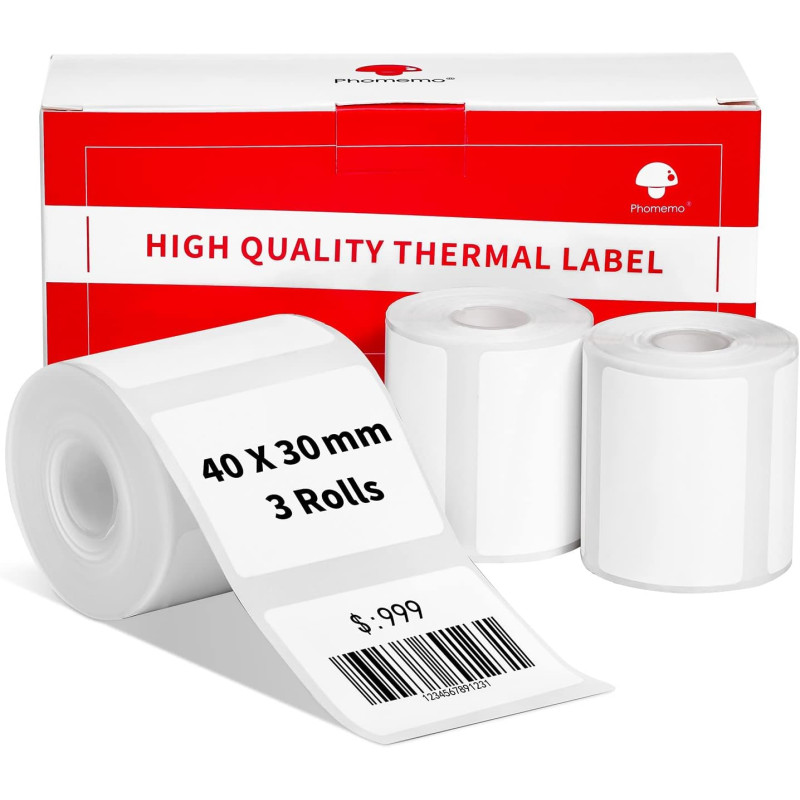 3 Rouleaux D'éTiquettes Phomemo M120/M110, 1.57 "X 1.18" (40 X 30 Mm) Papier Pour éTiquettes Thermiques Pour Imprimantes D'éTiqu