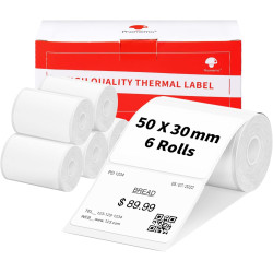 6 Rouleaux D'éTiquettes Phomemo M120/M110, 1.96 "X 1.18" (50 X 30 Mm) Papier D'éTiquettes Thermiques Pour Imprimantes D'éTiquett