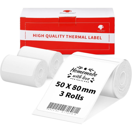 3 Rouleaux D'éTiquettes Phomemo M120/M110, 1.97 "X 3.15" (50 X 80 Mm) Papier Pour éTiquettes Thermiques Pour Imprimantes D'éTiqu
