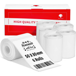 6 Rouleaux D'éTiquettes Phomemo M120/M110, 1.97 "X 3.15" (50 X 80 Mm) Papier Pour éTiquettes Thermiques Pour Imprimantes D'éTiqu