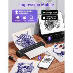 Yohoolyo thermocopieur tatouage bleutooth imprimante stencil tatouage machine transfert pour artistes et débutants avec 10 feuil