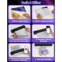 Yohoolyo thermocopieur tatouage bleutooth imprimante stencil tatouage machine transfert pour artistes et débutants avec 10 feuil