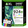 Cartouche 924 924e 924XL avec Puce Cartouches d'encre pour HP 924 Pack de 4 Cartouches pour HP924 924e Compatibles pour HP Offic